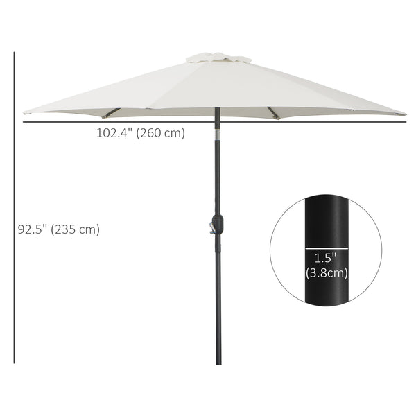 8.5-foot round aluminum patio umbrella, cream white