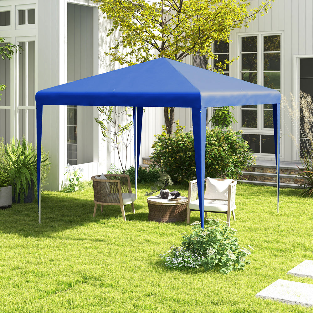 9' x 9' Portable Canopy Party Tent Gazebo Outdoor Sunshade for Weddings Parties with Dressed Legs, Blue