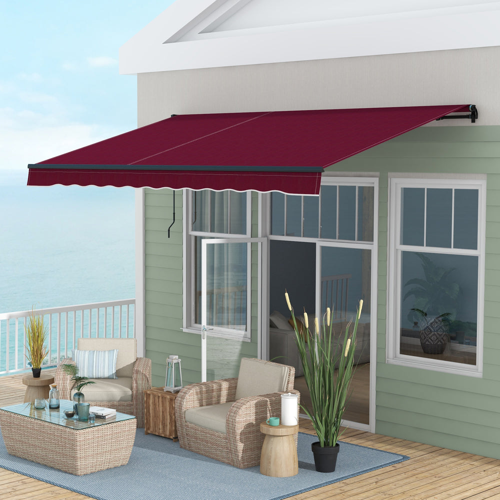 13 x 9.8 ft retractable awning, burgundy red