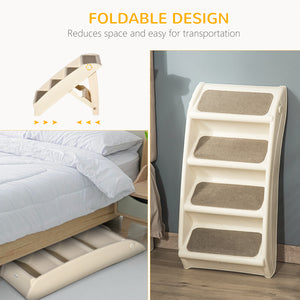 Portable stairs for dogs and cats, foldable and lightweight, beige.