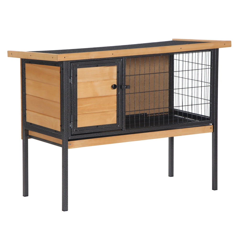 Hutch with tray and openable waterproof roof