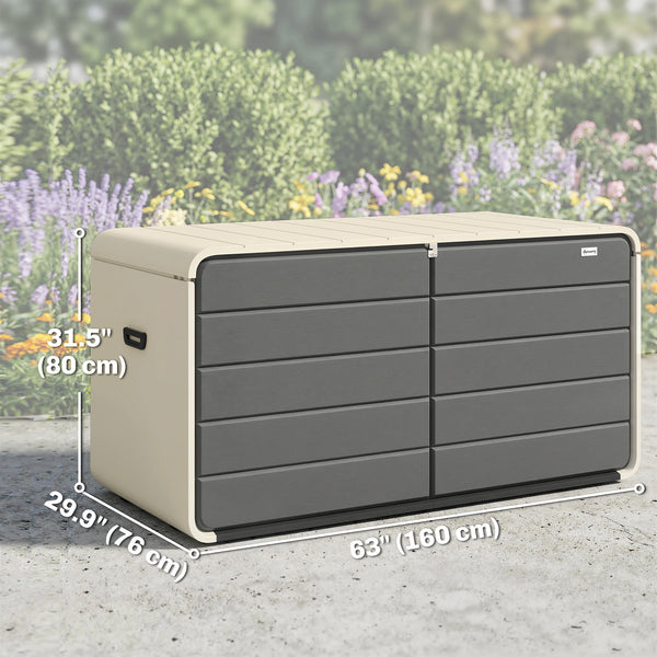 Outdoor Storage Deck Box with Lockable Lid and Wheels, 200 Gallons