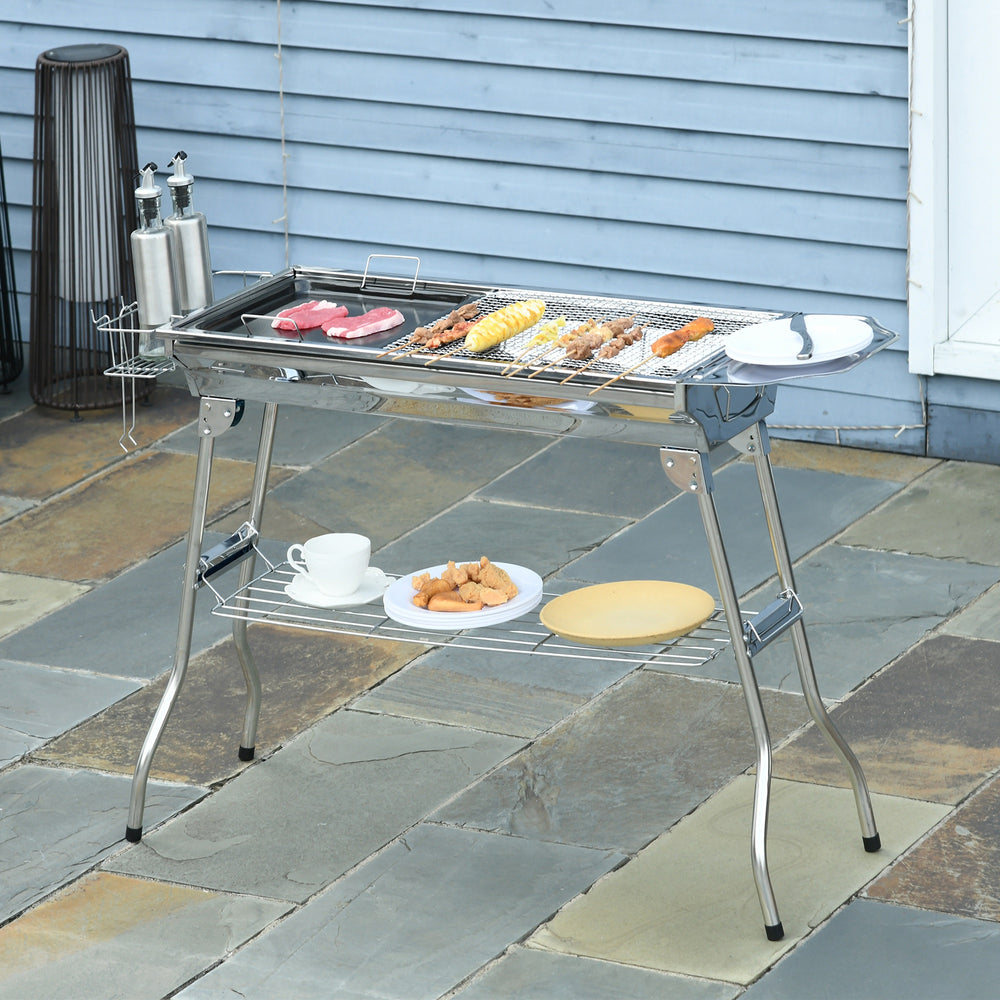 Portable stainless steel charcoal barbecue