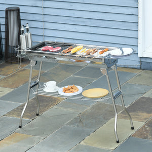 Portable stainless steel charcoal barbecue