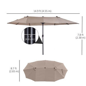 15-foot double parasol, beige