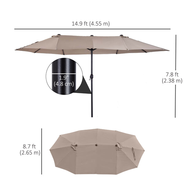 15-foot double parasol, beige