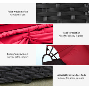 4-piece sofa bed with retractable canopy, red