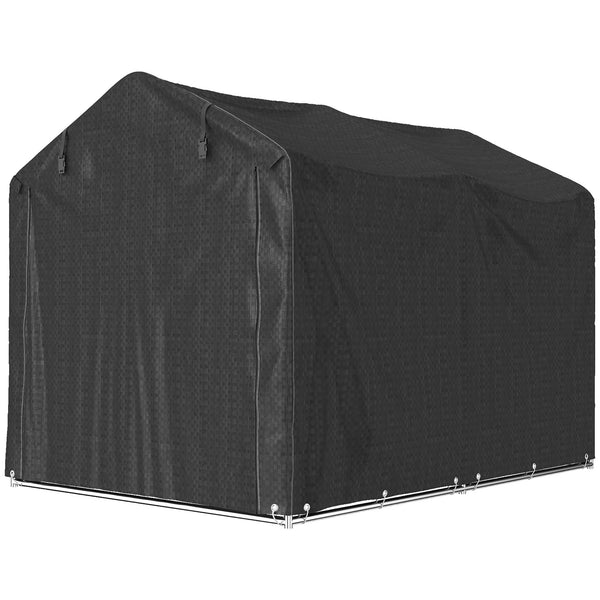 UV-resistant portable garden shed with roll-up zippered door, black