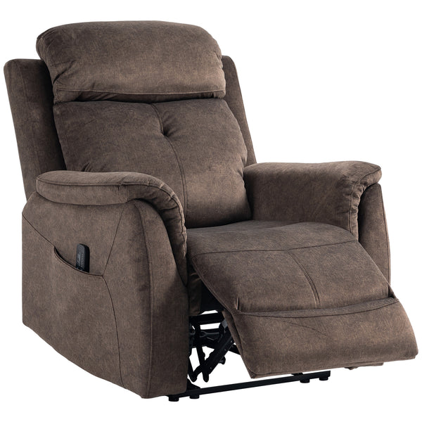 Manual Recliner Chair with Vibration Massage and Side Pockets, Brown