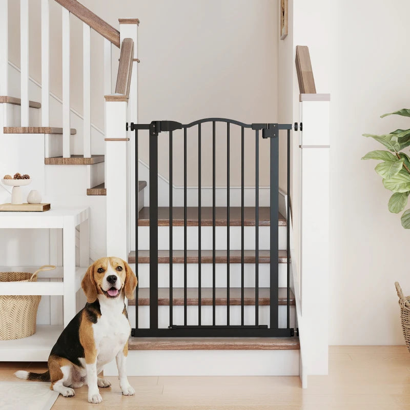 Extra tall dog gate with door, black