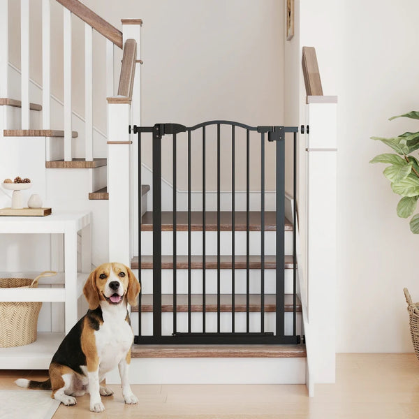 Extra tall dog gate with door, black