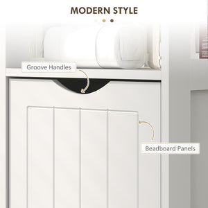 Narrow bathroom storage cabinet, white