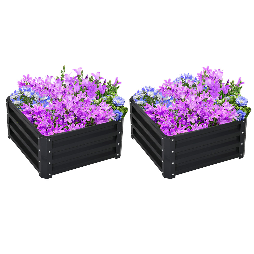 Raised vegetable garden with galvanized steel frame, grey