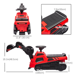 3 in 1 Rolling Compactor Excavator with Music, Red