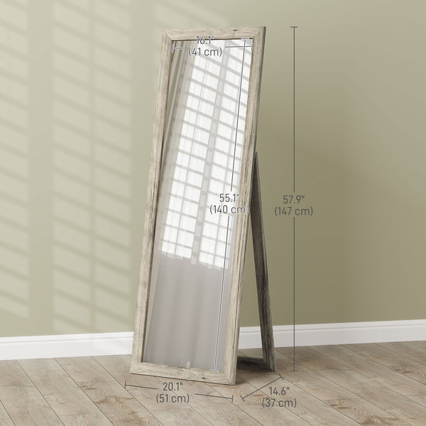 Full length mirror, grey wood grain 