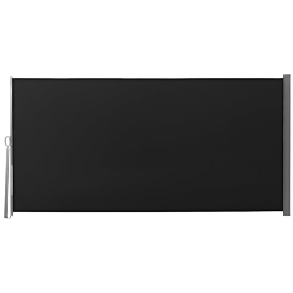 Retractable side awning, UV and wind resistant, black
