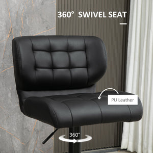 Set of 2 swivel bar stools in synthetic leather, black