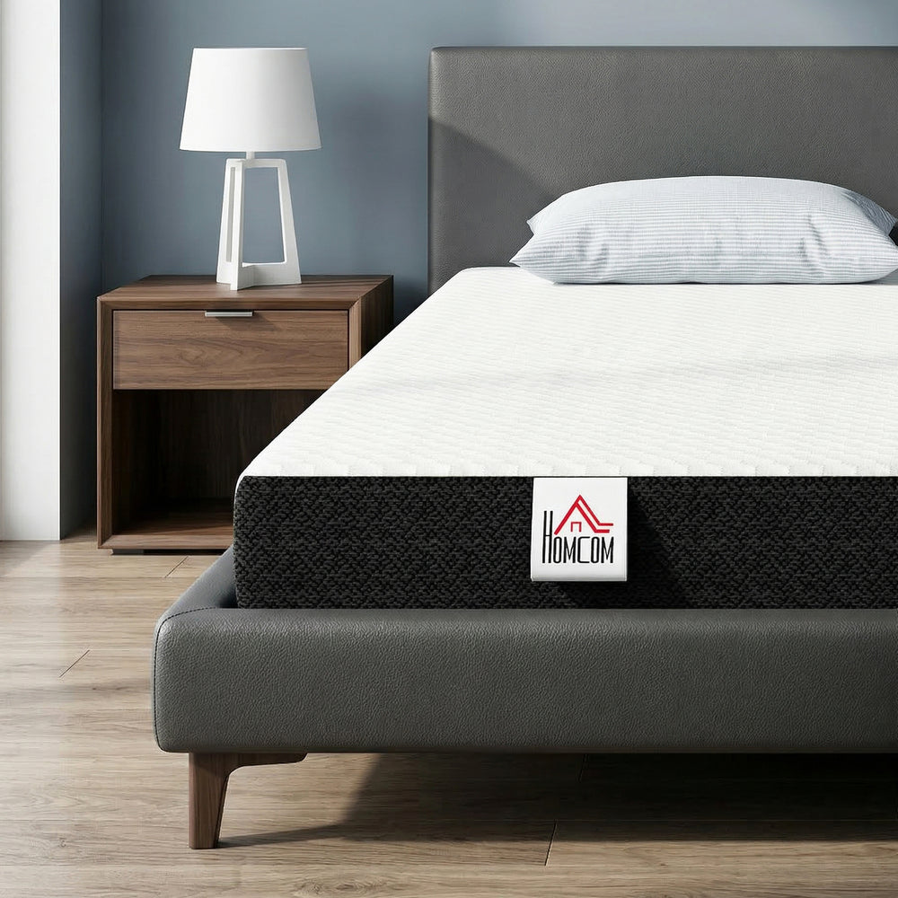 6 in. Gel Memory Foam Twin Mattress, Medium Firm – White and Gray