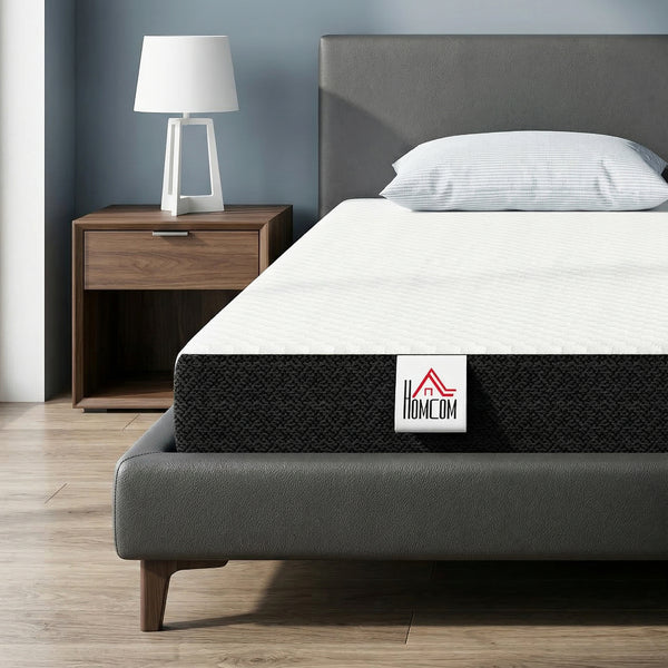 6 in. Gel Memory Foam Twin Mattress, Medium Firm – White and Gray