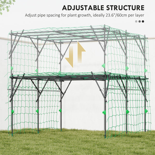 Garden arch with support net, black
