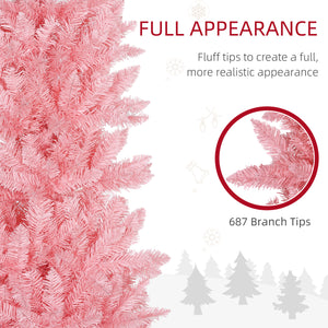 7ft Tall Pink Artificial Christmas Tree with 687 Branches and Steel Base