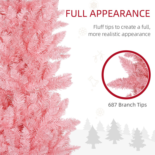 7ft Tall Pink Artificial Christmas Tree with 687 Branches and Steel Base