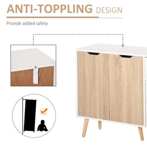 Scandinavian buffet with drawer, white and natural wood