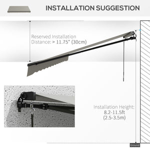 Retractable awning 11.8 x 9.8 UV resistant, light gray