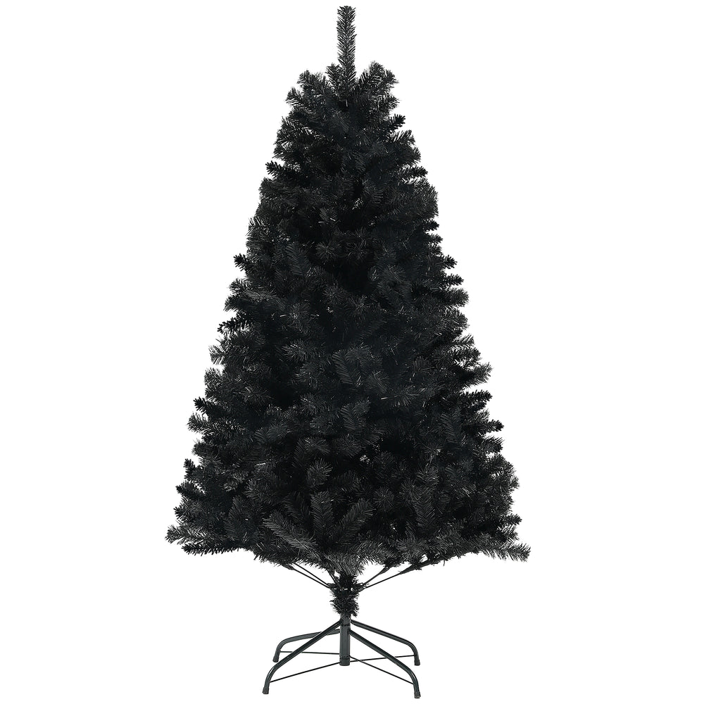 6ft Black Artificial Christmas Trees with Automatic Opening and Steel Base
