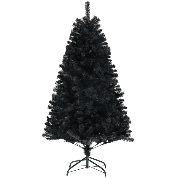 6ft Black Artificial Christmas Trees with Automatic Opening and Steel Base