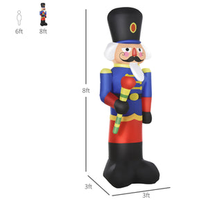 8ft Blue and Red Inflatable Nutcracker