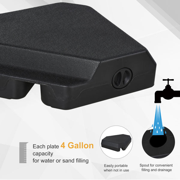Parasol base with 4 plastic weights, black 