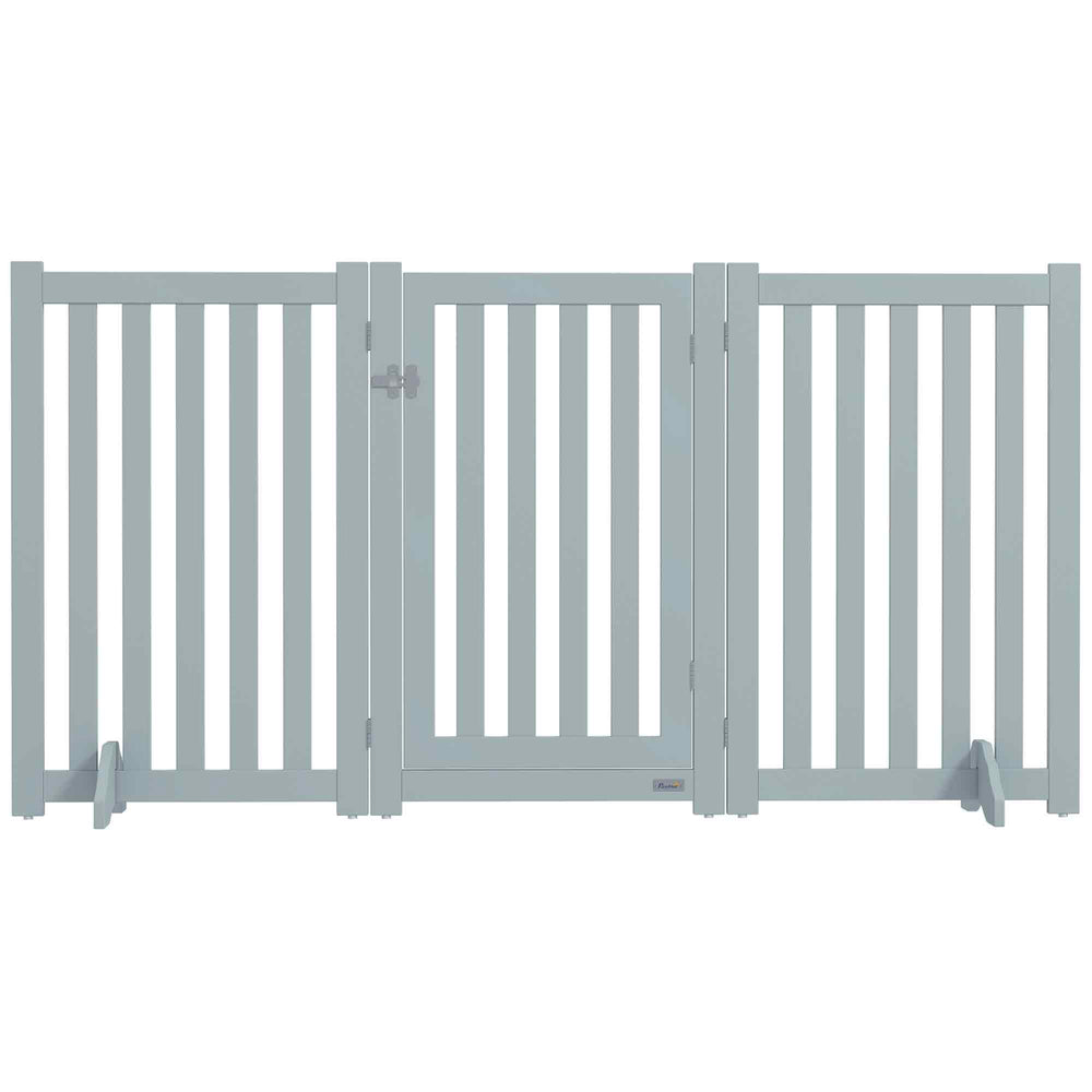 3-Panel Foldable Dog Gate with Feet, Grey