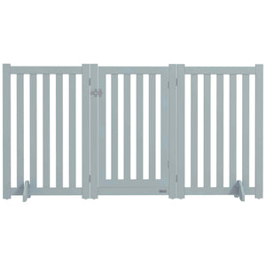 3-Panel Foldable Dog Gate with Feet, Grey