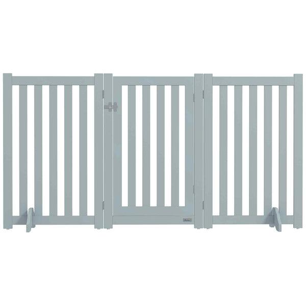 3-Panel Foldable Dog Gate with Feet, Grey