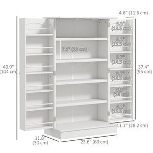 Storage cabinet with adjustable shelves and spice rack, white