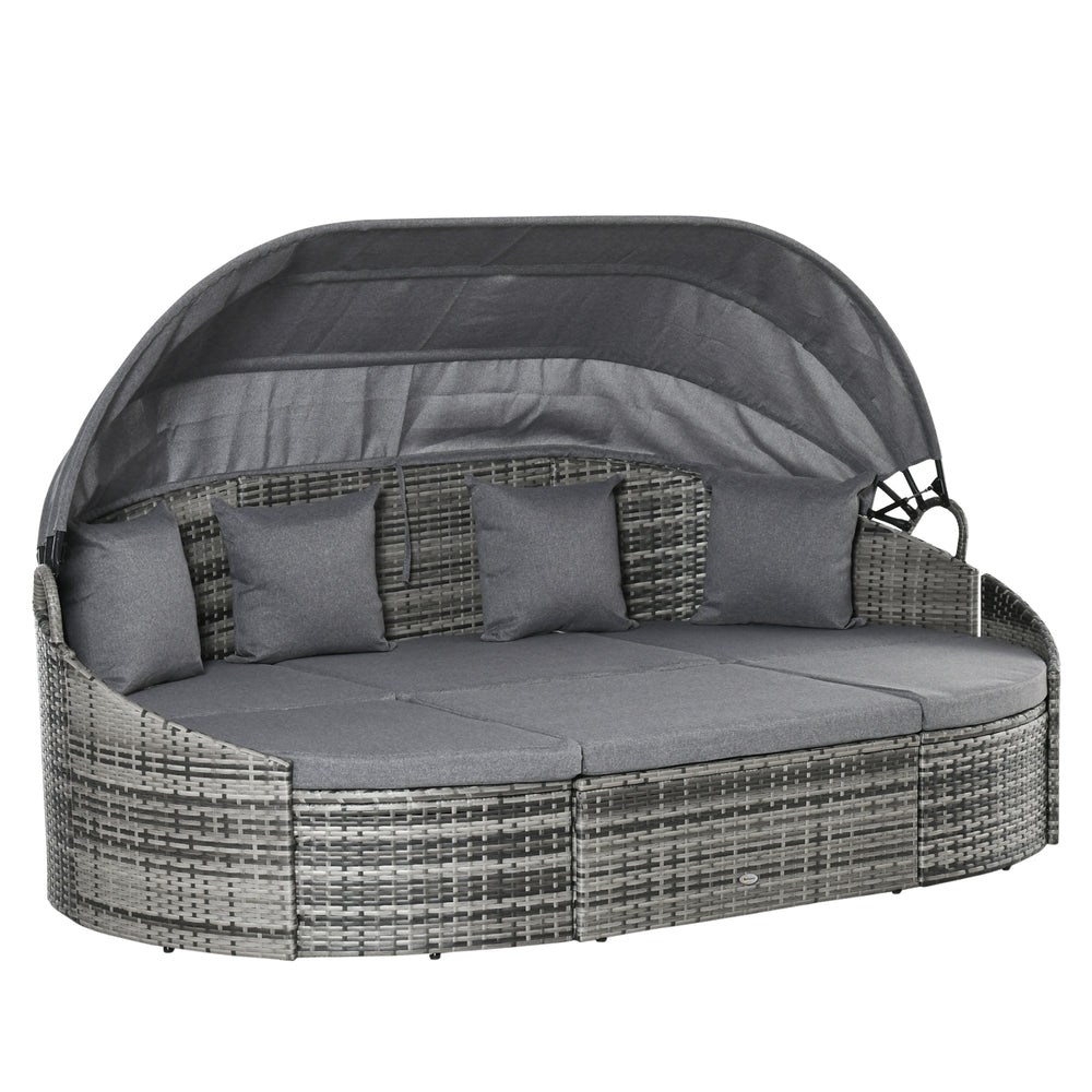 4-piece garden set in PE resin wicker, grey 