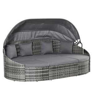 4-piece garden set in PE resin wicker, grey 