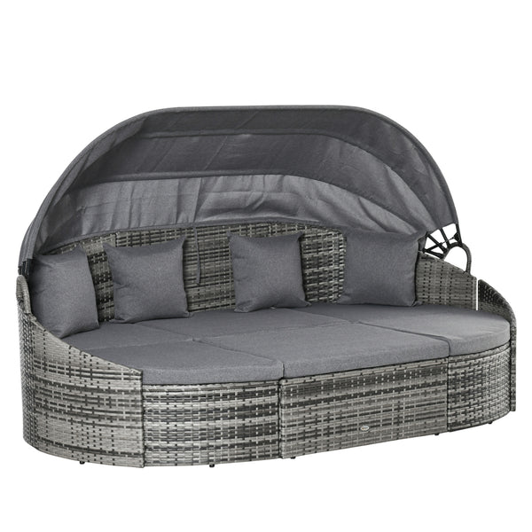 4-piece garden set in PE resin wicker, grey 