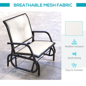 Garden armchair with breathable mesh seat and backrest, metal frame and armrests, cream color