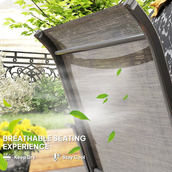 Set of 4 Patio Chairs with Armrests and High Back, Brown