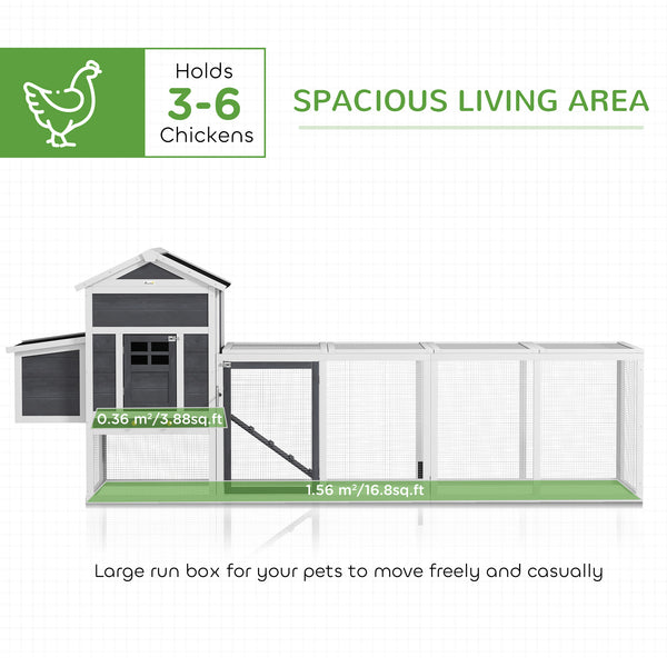 Extra large chicken coop with asphalt roof, grey