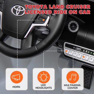 Licensed 12V Toyota Land Cruiser Car with Remote Control, Grey