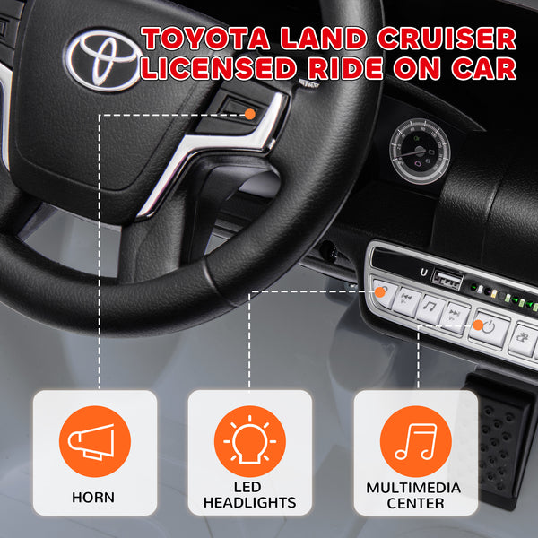 Licensed 12V Toyota Land Cruiser Car with Remote Control, Grey