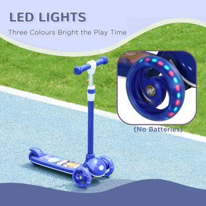 3-wheeled scooter with adjustable height, LED light, blue