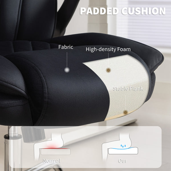 Black diamond pattern fabric office chair.