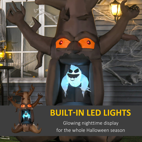 Halloween Inflatable Decoration Haunted Tree with White Ghost, Outdoor LED Display