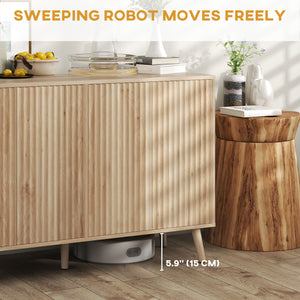 Buffet with storage, modern style, fluted legs and adjustable shelves, natural wood