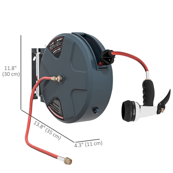 15m Wall Mounted Automatic Garden Hose Reel with 8 Jet Nozzle