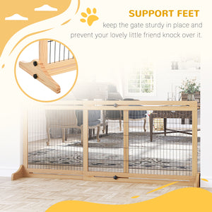 Freestanding Wooden Pet Gate with Support Feet
